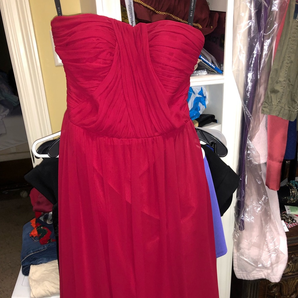 Bill Levkoff beautiful garnet red formal tea length dress size 2